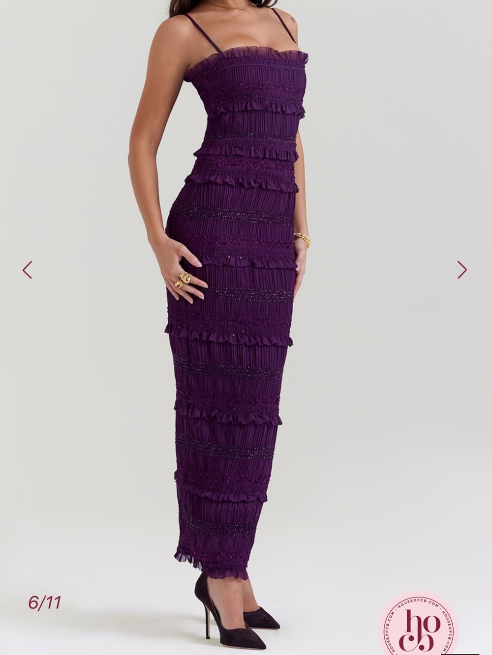House of CB SOLANA Grape Sequin Pleat Corset Dress - Picture 14 of 15
